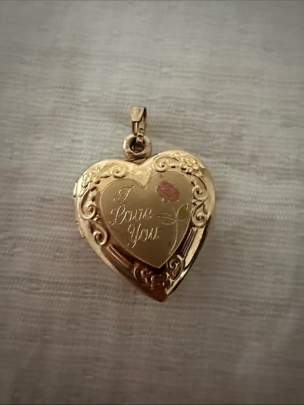 14K Gold Heart 'I Love You' Locket Pendant